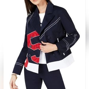 $170 NWT TOMMY HILFIGER WOMEN'S COLOR BLOCK FULL ZIP HOODIE JACKET RED NAVY Sz M